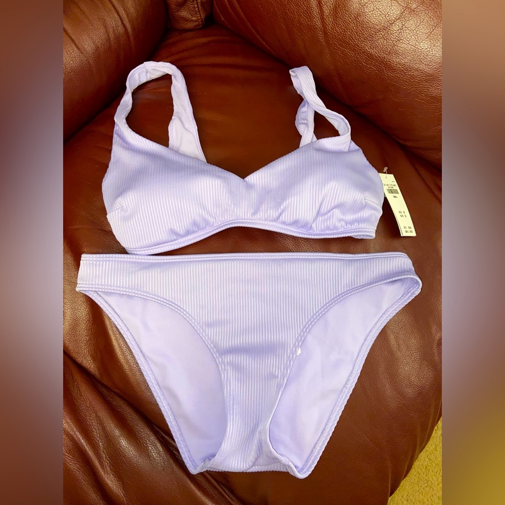 NEW Hollister Pale Purple Ribbed Bikini